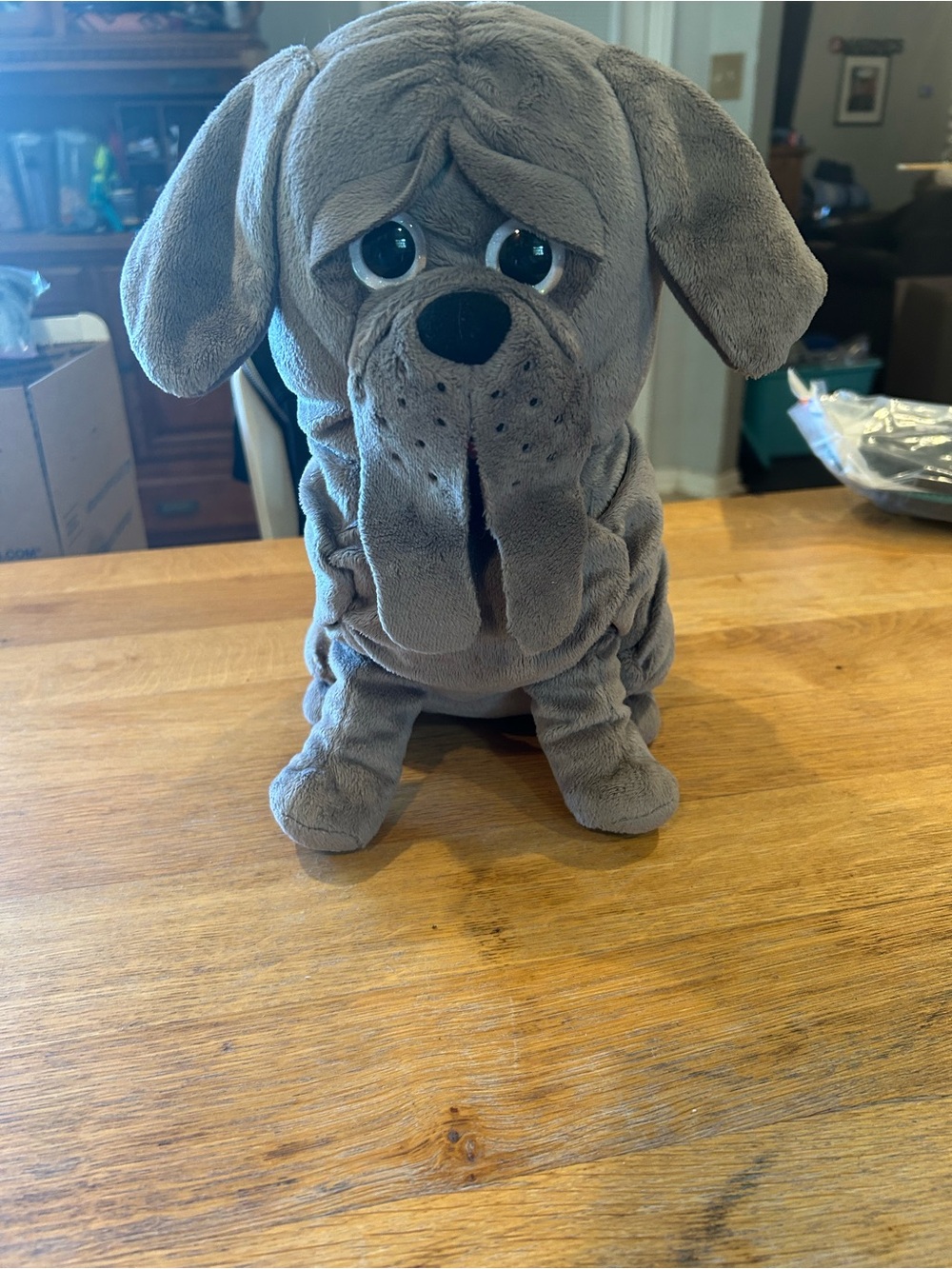 Gray Plush Bulldog Stuffed Toy - Soft Cuddly Puppy